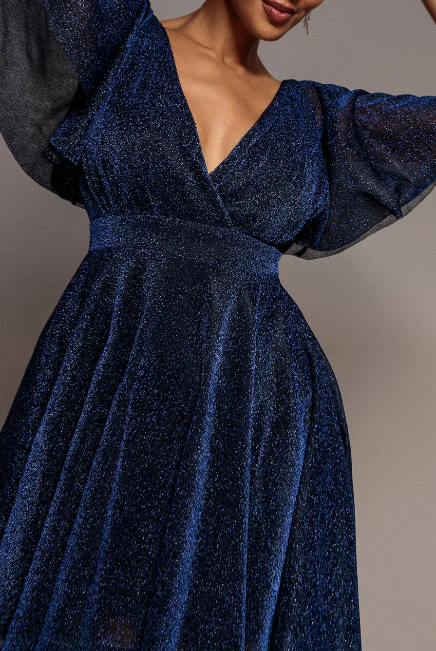 Goddiva Sparkle Lurex abito mini blu navy lurex taglia 10
