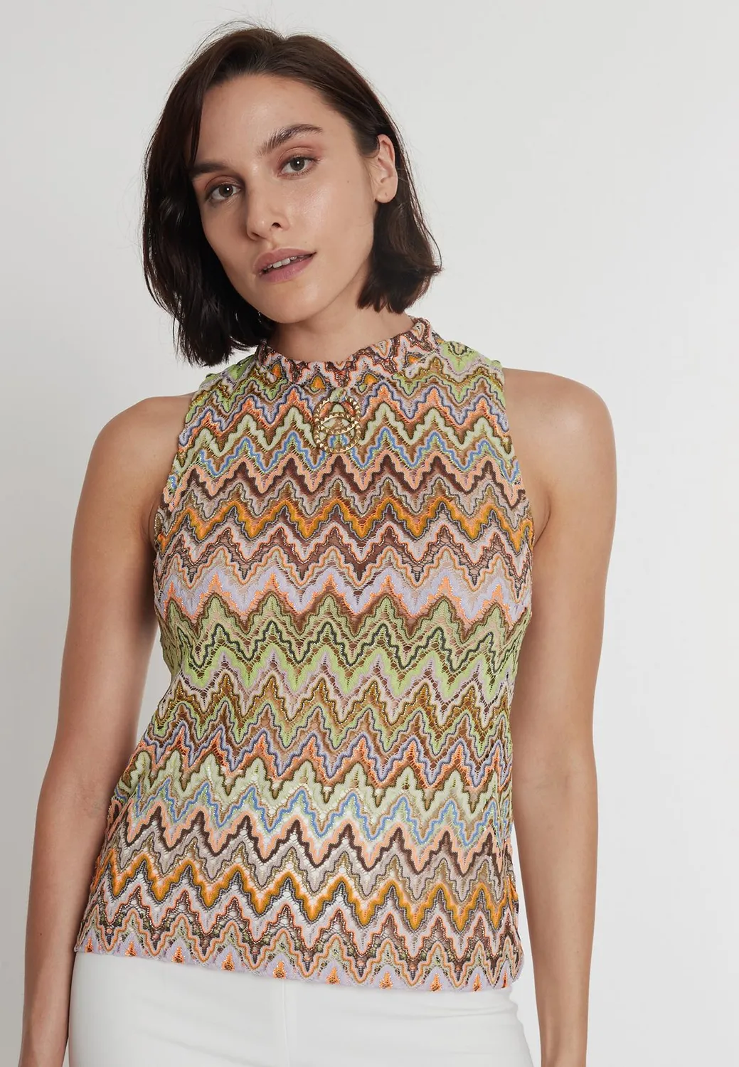 Ana Alcazar Posyma top maglia collo alto fantasia