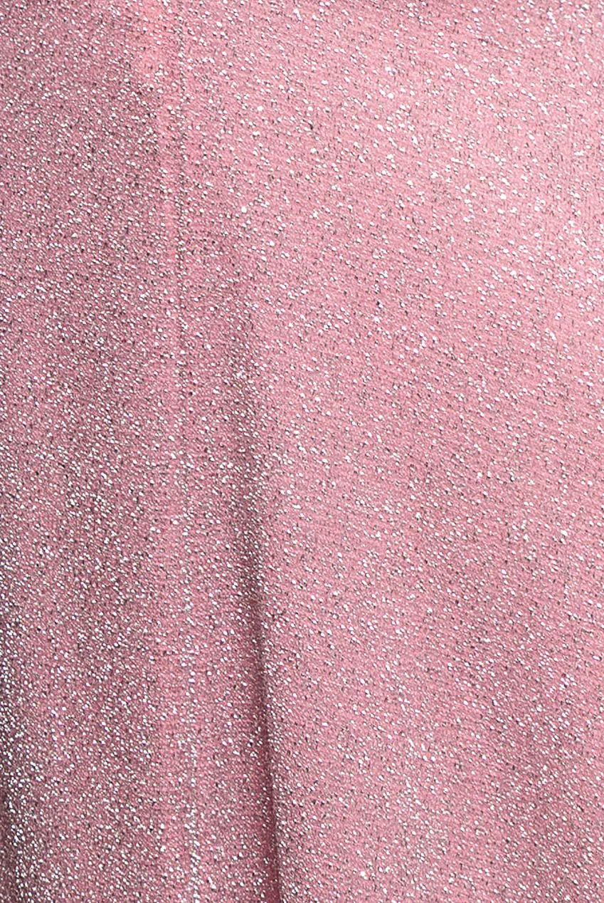 Goddiva Crossover Lurex Glitter abito maxi rosa spacco