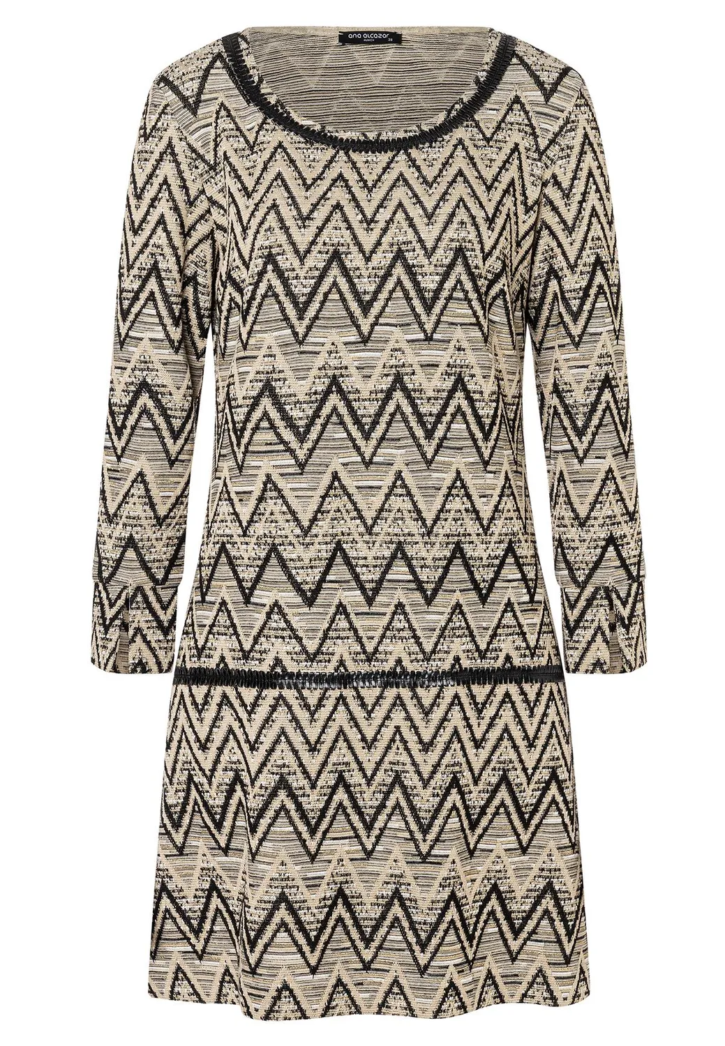 Ana Alcazar Ashina abito maglia beige zigzag corto