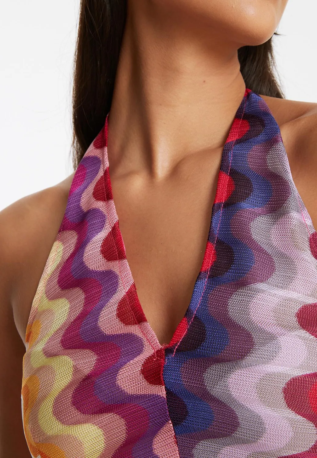 Ana Alcazar Pirli top neckholder maglia onde 70s