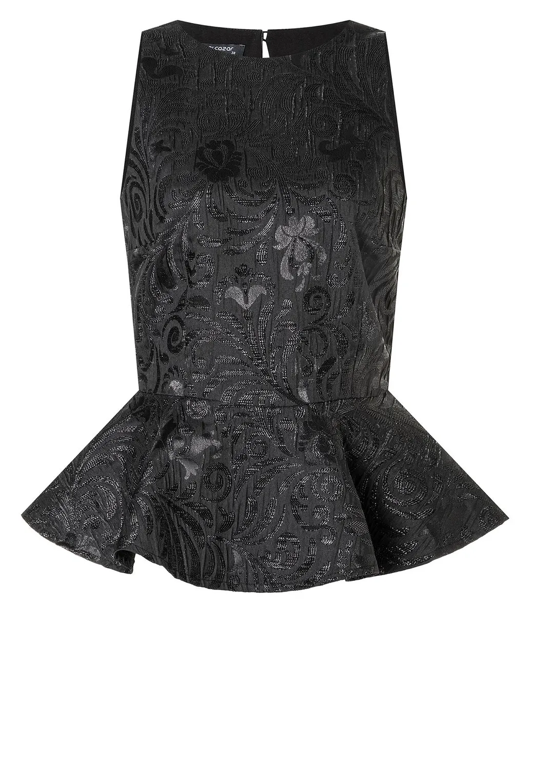 Ana Alcazar Absala top peplum broccato nero floreale