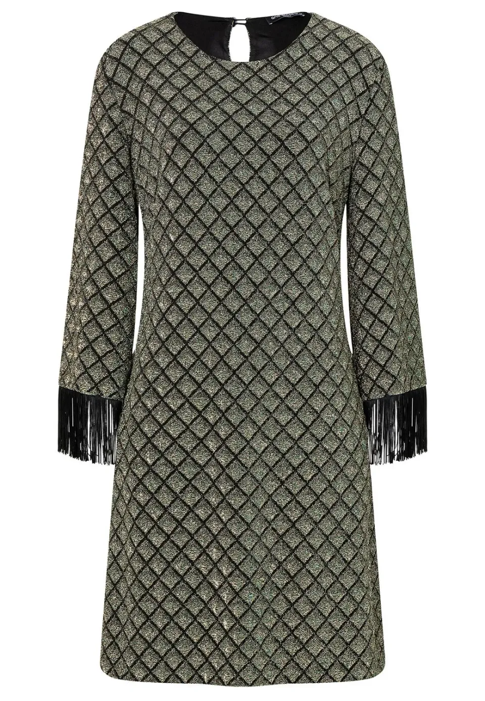 Ana Alcazar Sakary abito frange nero oro lurex