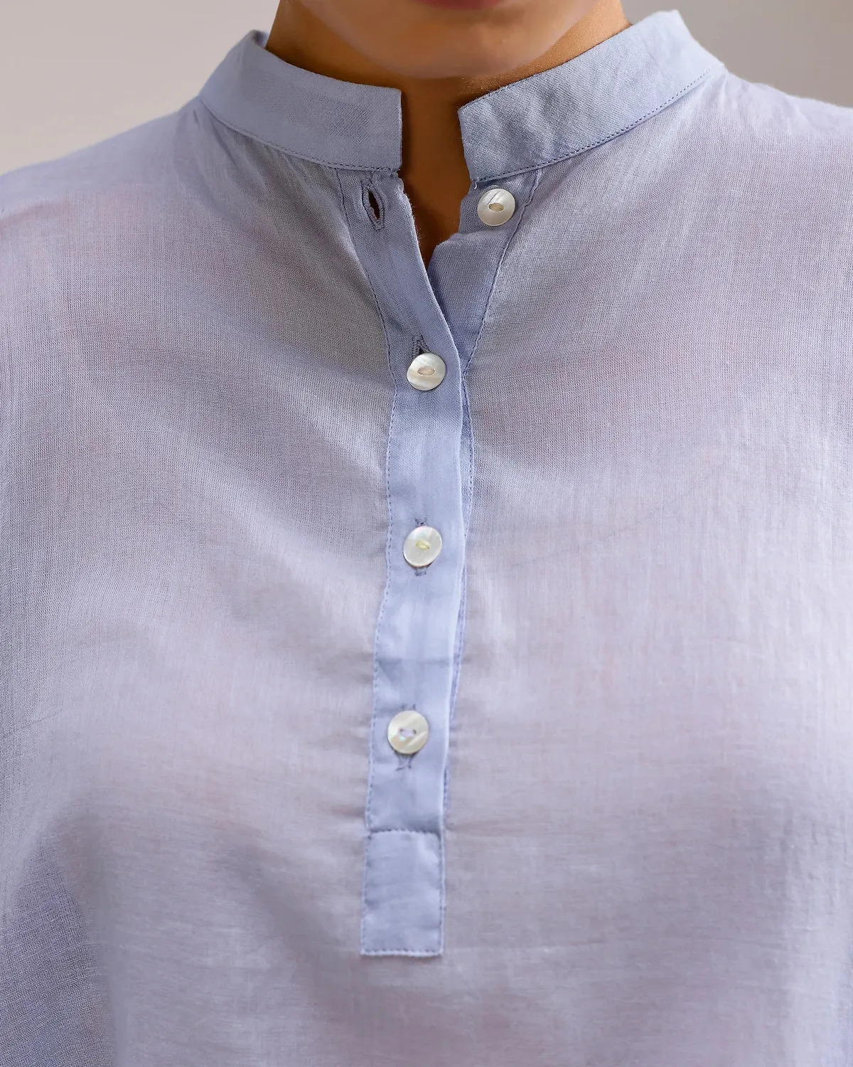 Our Dve Saanjh Soft Chanderi Top Blu Etereo