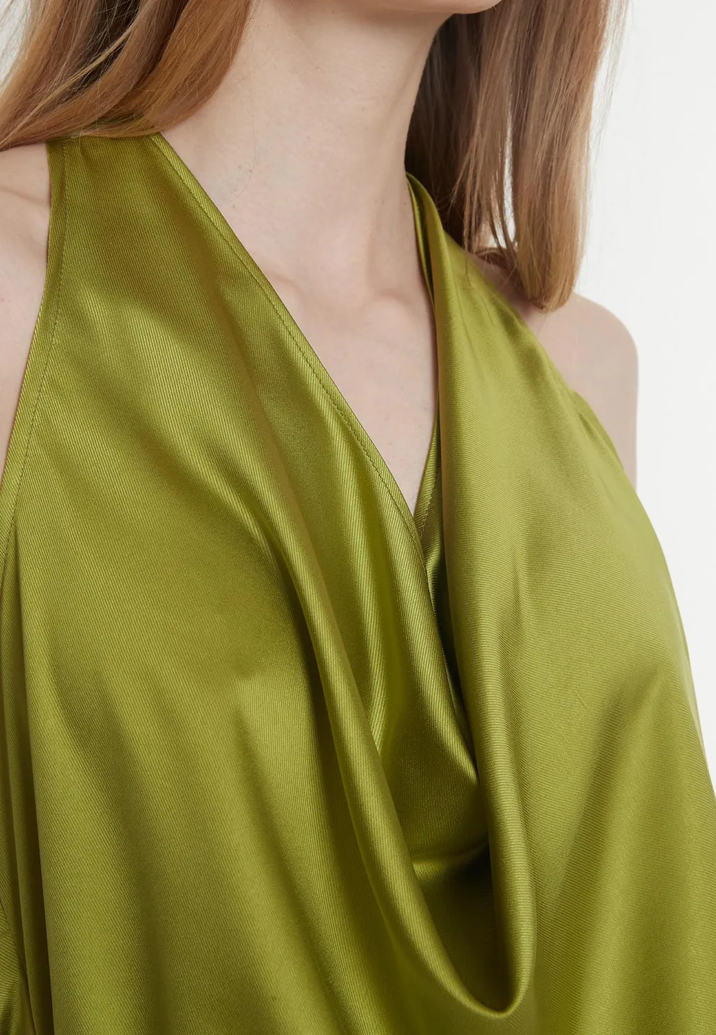 Ana Alcazar Paholy tuta verde raso scollo halter