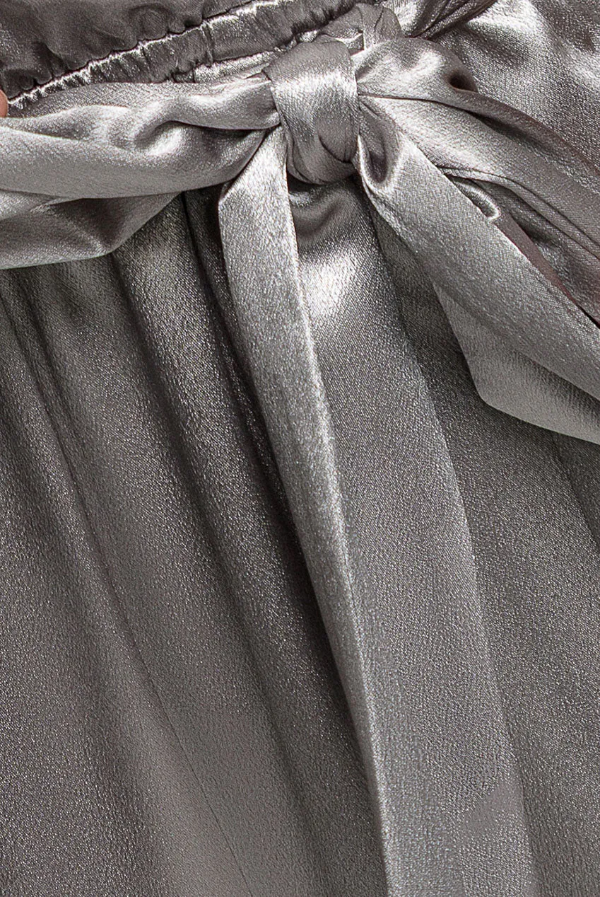 Goddiva Culotte Wrap Tuta satin argento da cerimonia