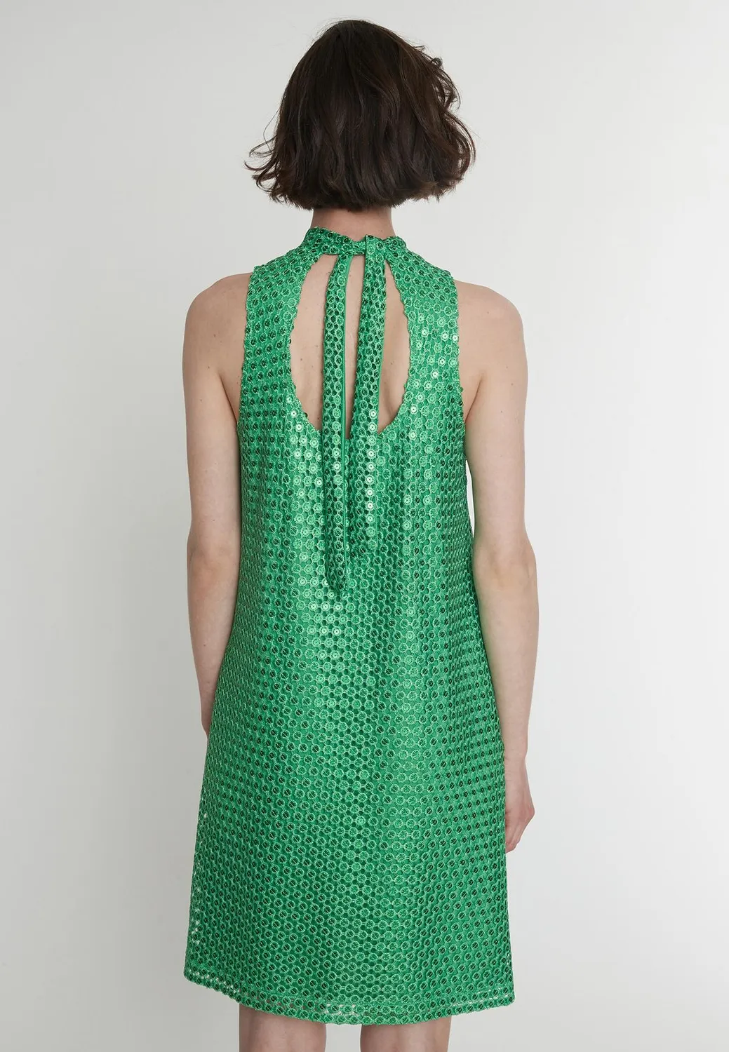 Ana Alcazar Pacea abito corto verde paillettes sera