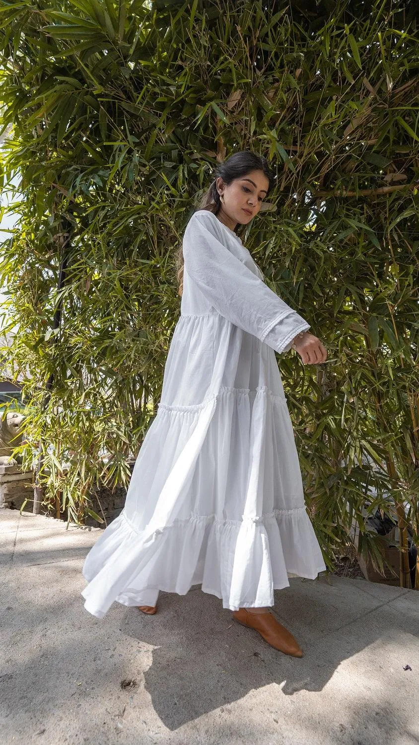 Our Dve Adole abito lungo bianco cotone