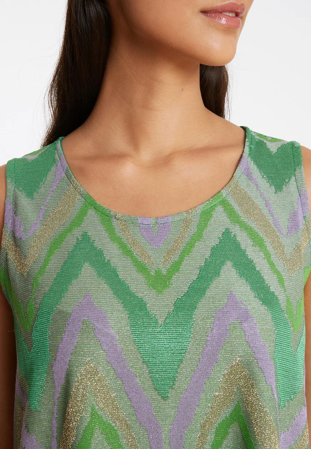 Ana Alcazar Pisari top lurex verde fantasia zigzag