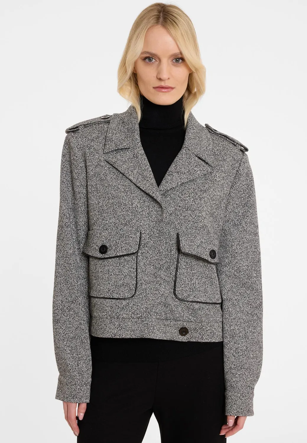 Ana Alcazar Alana giacca tweed grigia