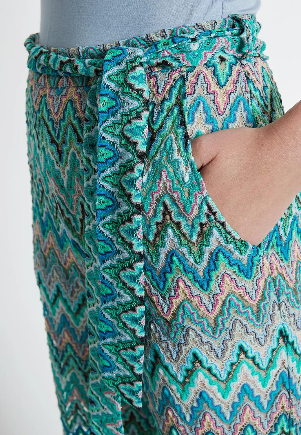 Ana Alcazar Kyrmi pantaloni maglia ajour colorati