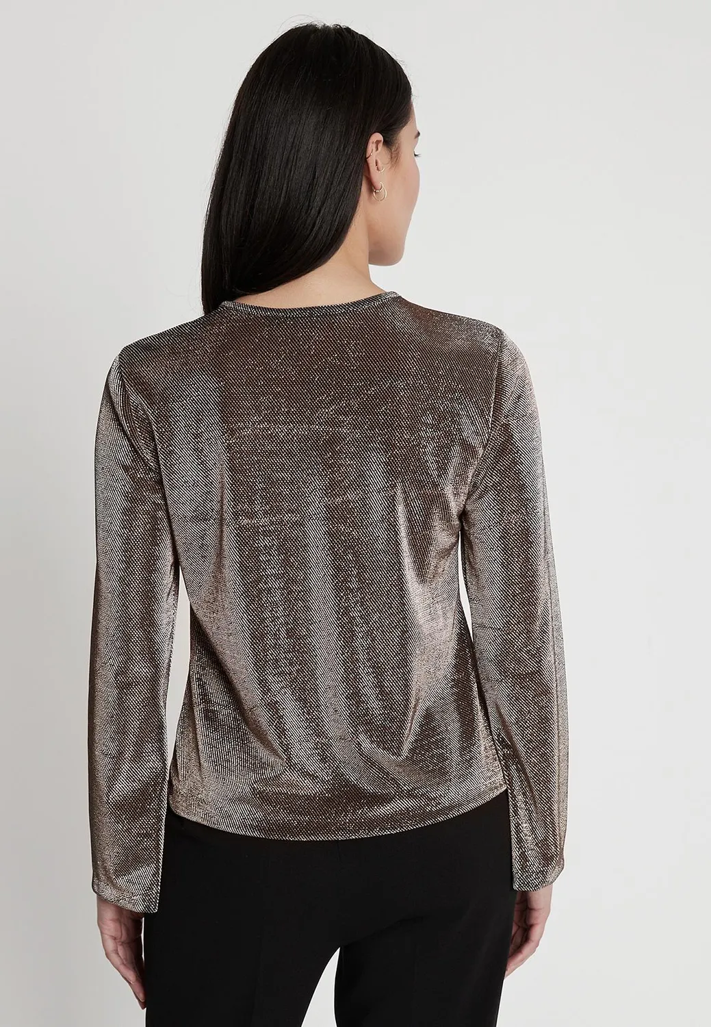 Ana Alcazar Ikoly top lurex maniche lunghe ritagli