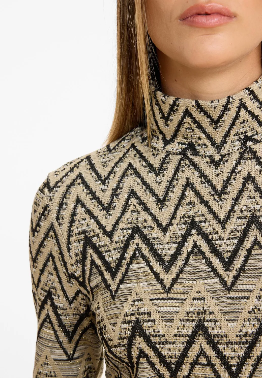 Ana Alcazar Ashila maglia zigzag beige nero