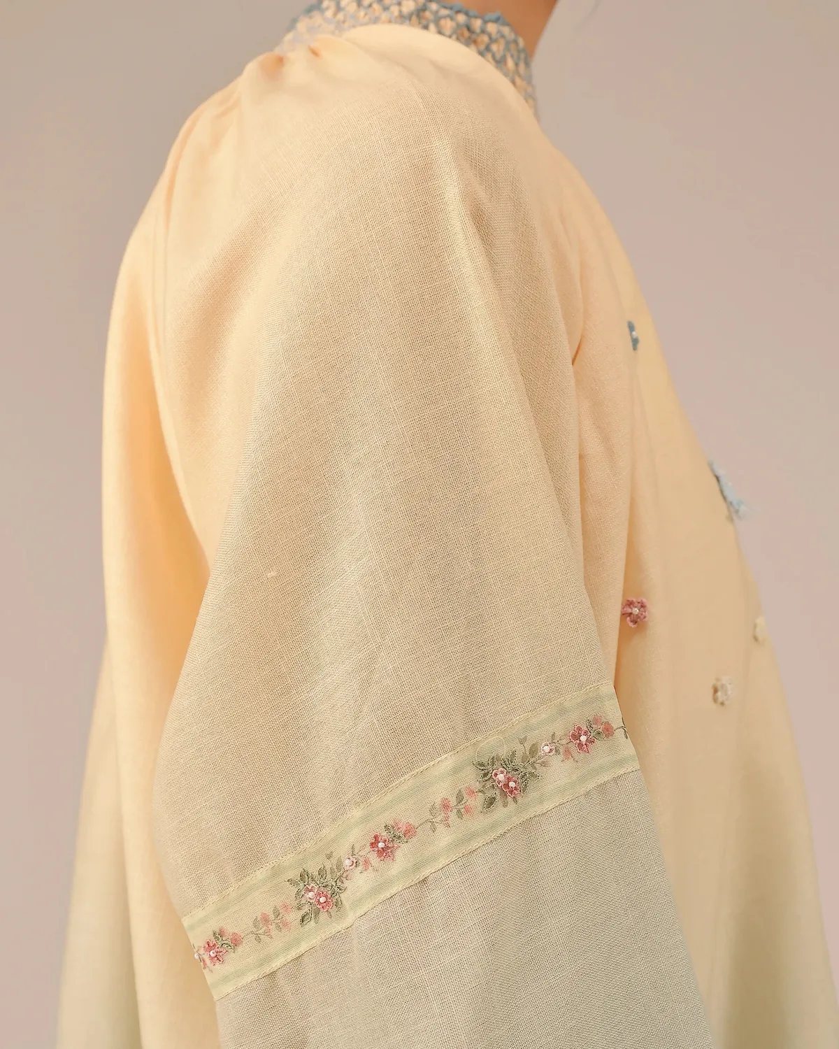 Our Dve Sorbet Abito lino avorio grigio smock