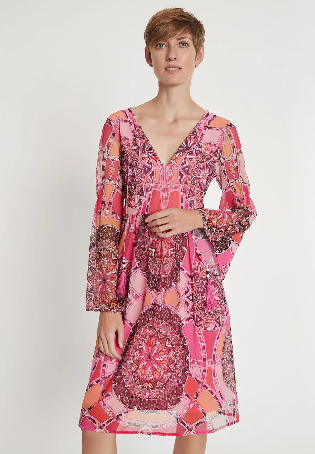Ana Alcazar Leika abito boho corto fantasia paisley
