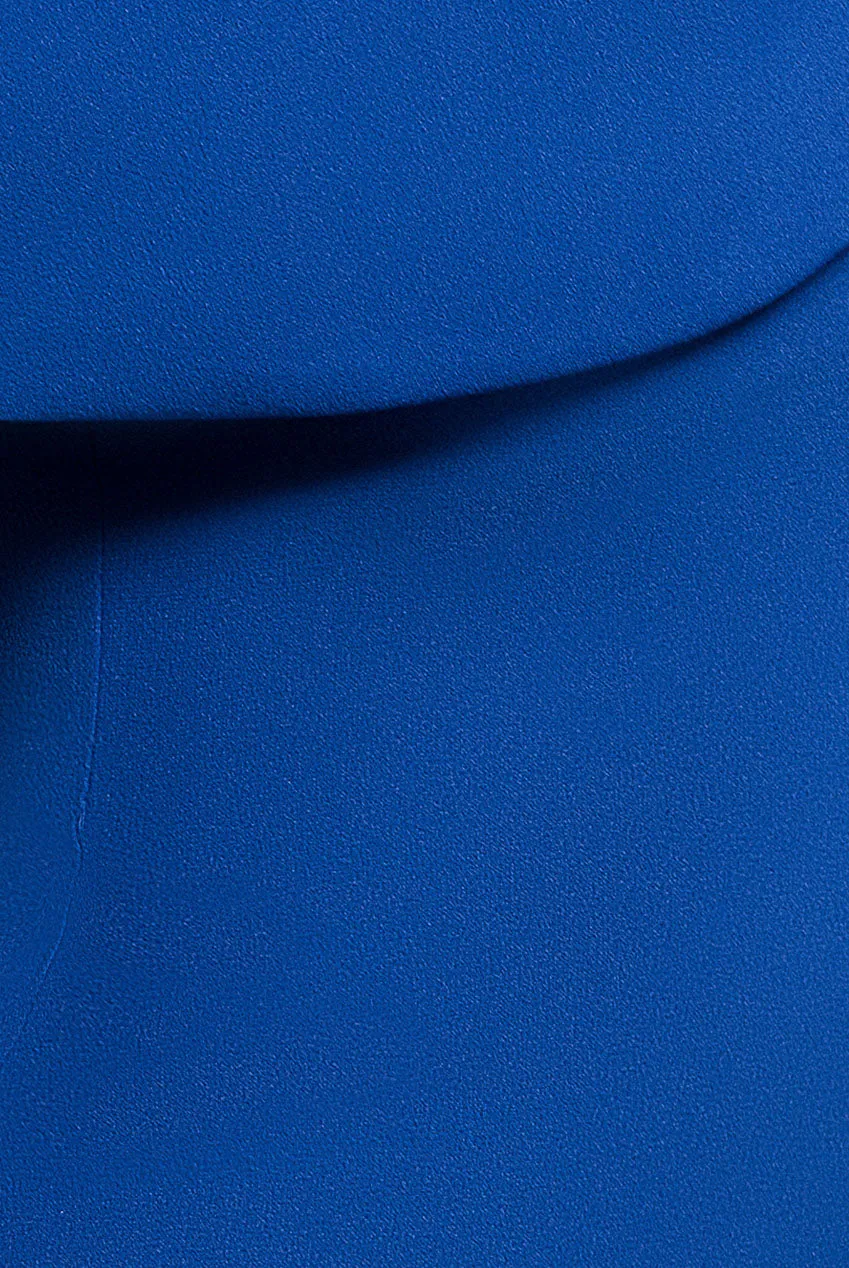 Goddiva Scuba Crepe Bardot abito midi blu royal bodycon