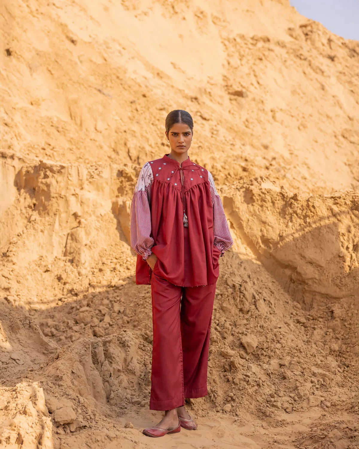 Our Dve Fract completo peplo bordeaux cotone seta