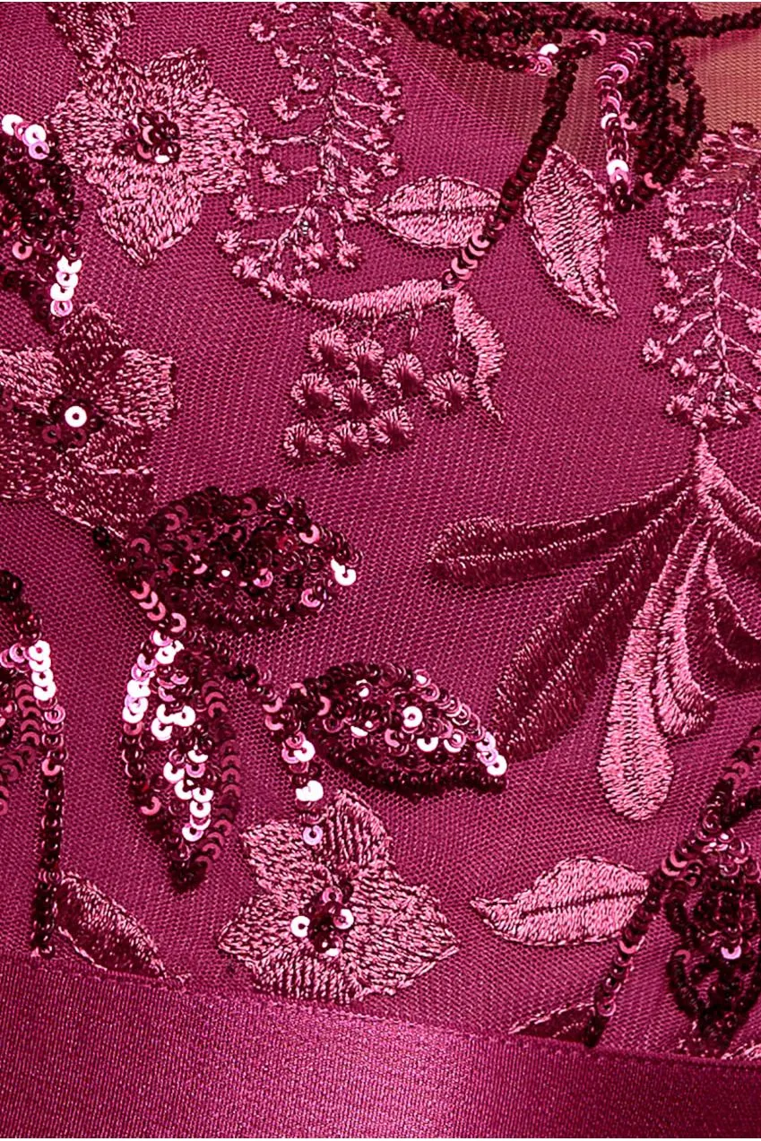 Goddiva Embroidered abito midi magenta in chiffon