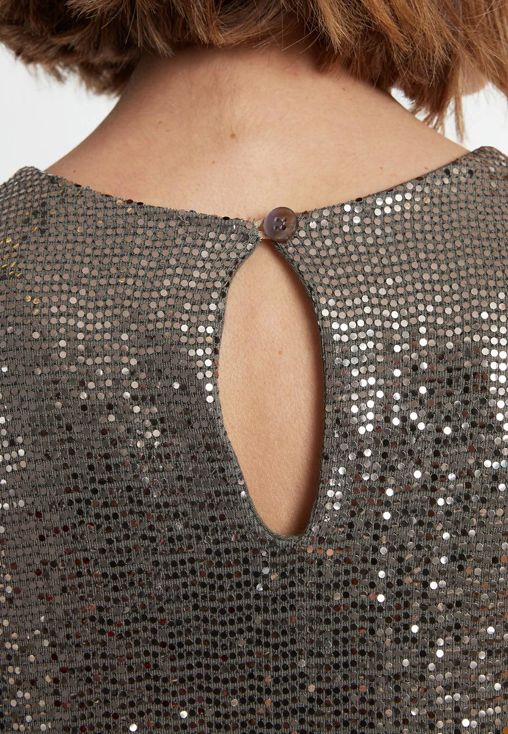 Ana Alcazar Sagona abito paillettes argento
