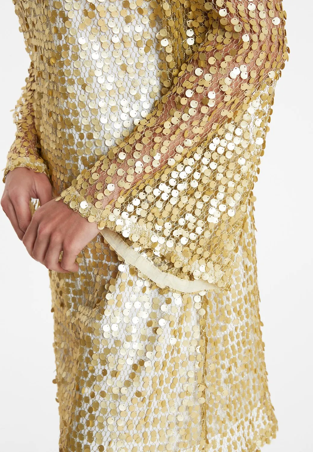 Ana Alcazar Wadana abito cocktail oro paillettes