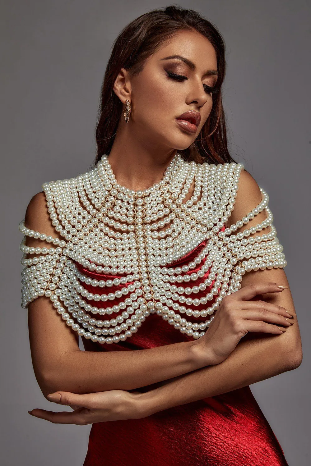 Bella Barnett Pearl scialle perle neutro monospalla
