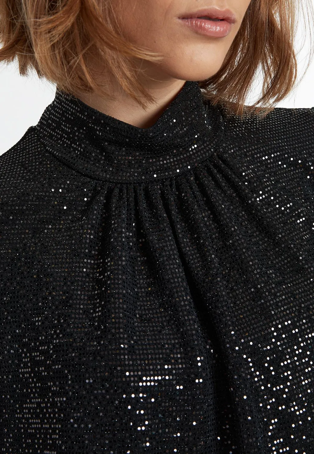 Ana Alcazar Sagea mini abito nero paillettes