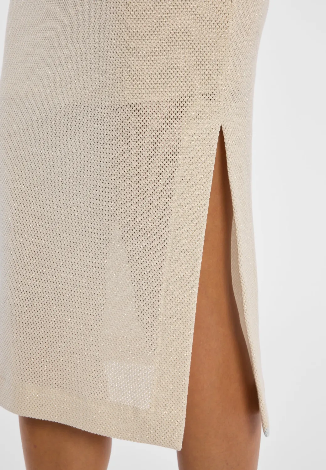 Ana Alcazar Danie abito midi crema maglia luminosa