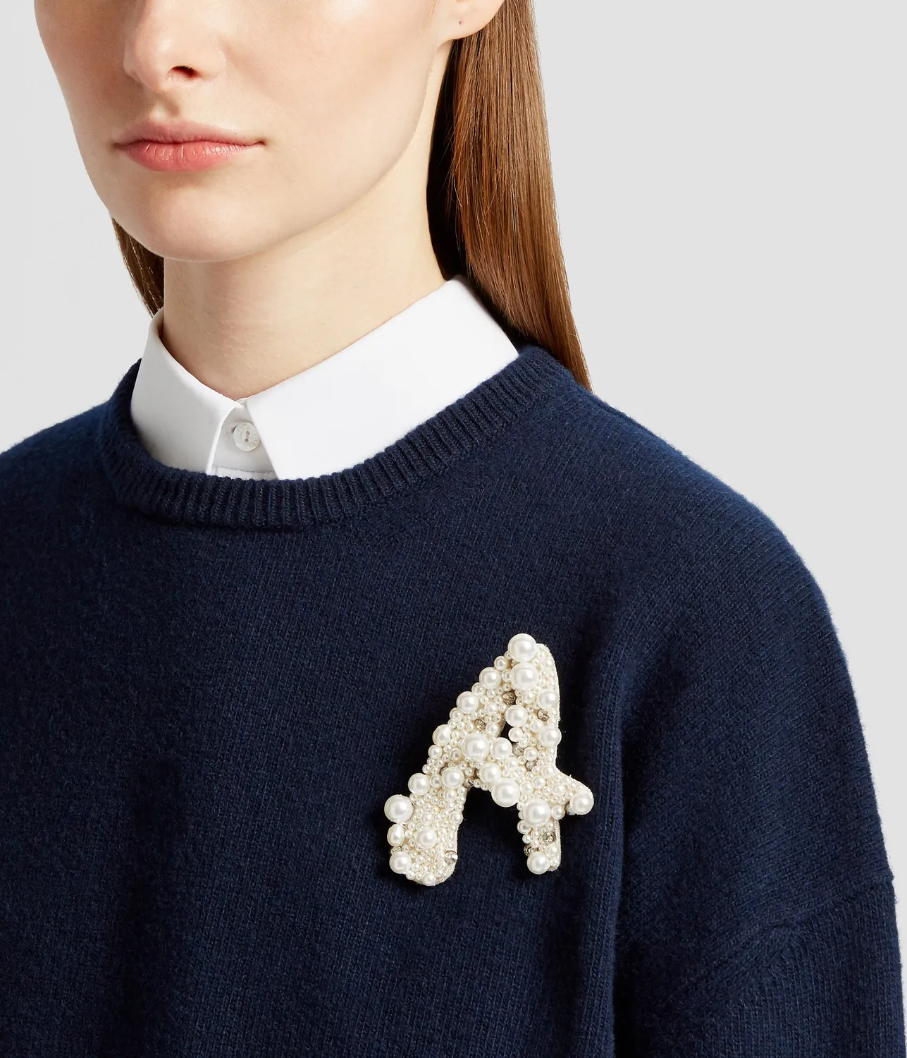 Erdem Pearl Alphabet spilla lettera A perle e cristalli