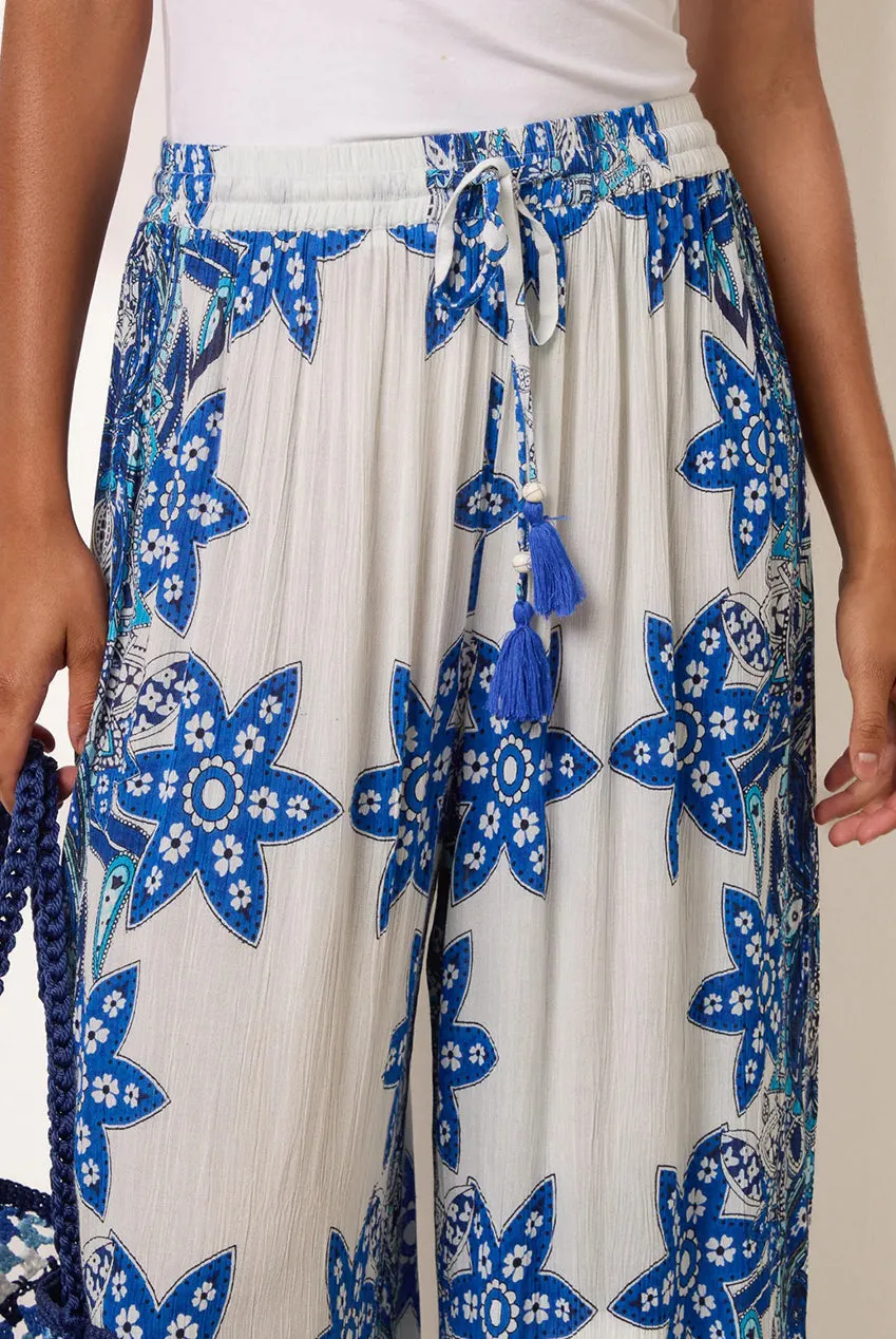 Blue Vanilla Wide Leg pantaloni blu fantasia floreale S