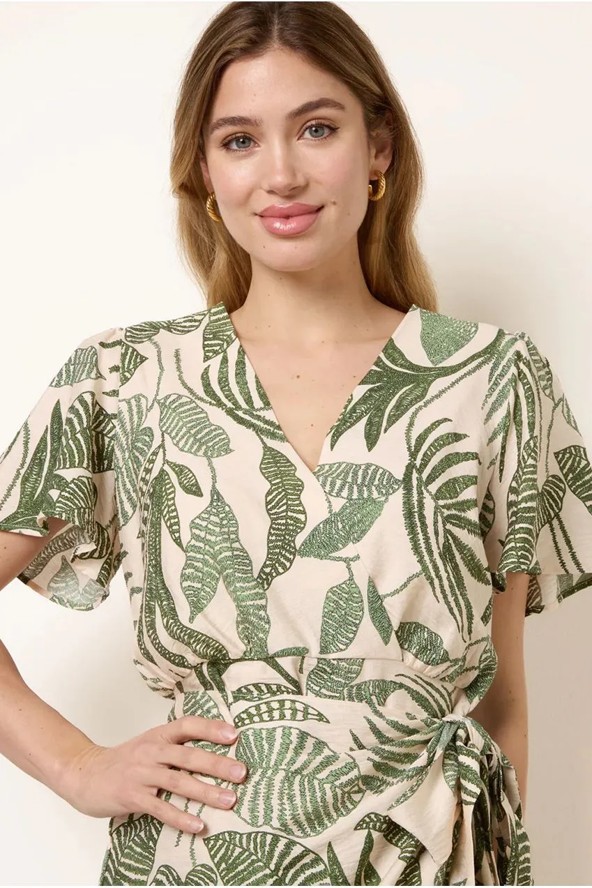 Blue Vanilla Wrap Sarong abito mini verde tropicale