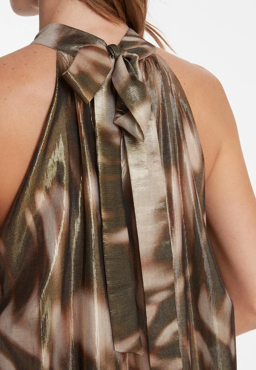 Ana Alcazar Wanina vestito halter maxi oro