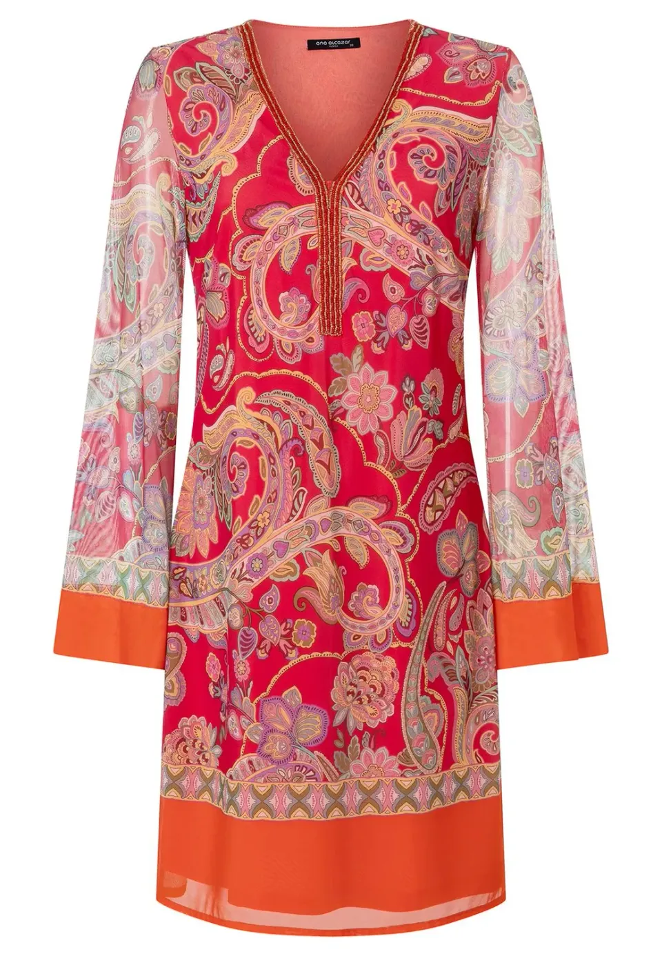 Ana Alcazar Zetana tunica vestito rosso paisley