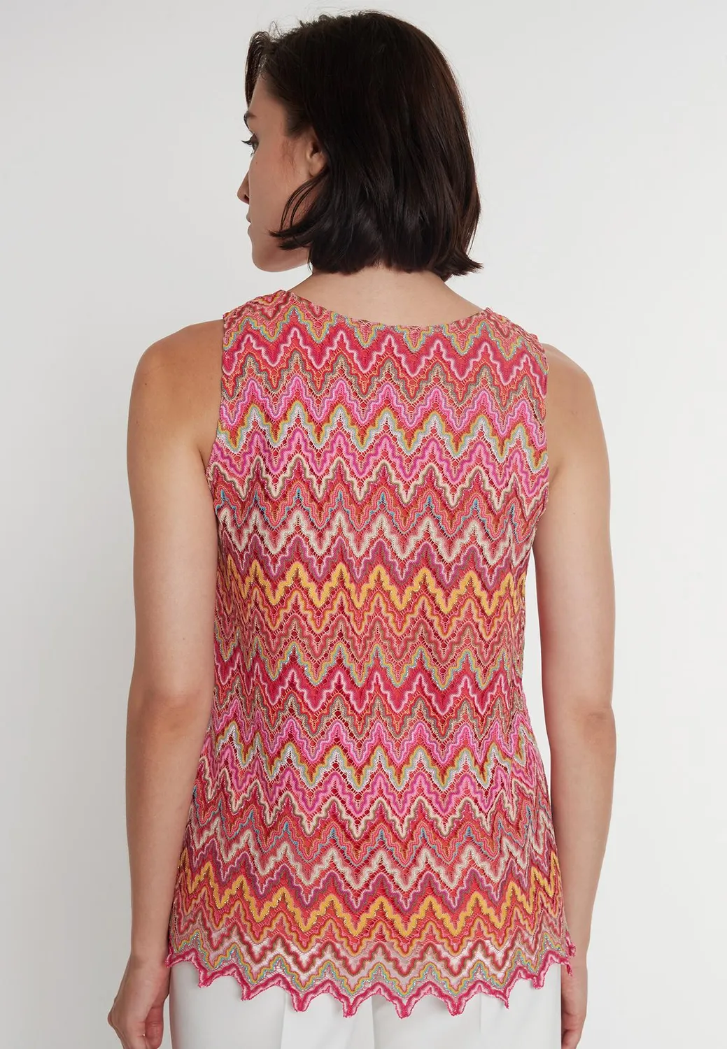 Ana Alcazar Polkea Top Rosa Smokey Maglia Traforata