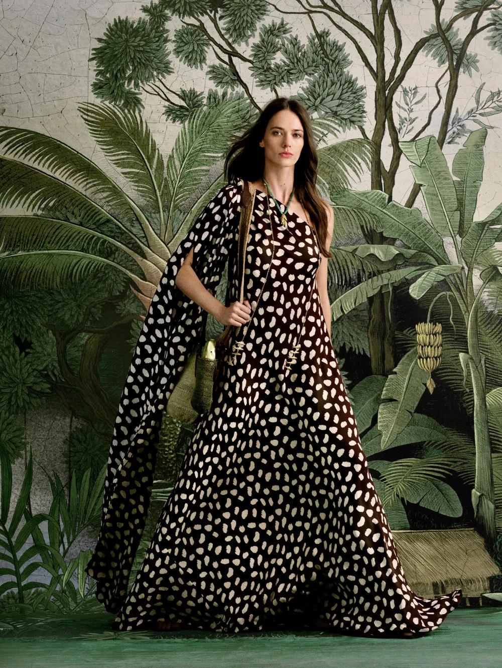 Johanna Ortiz Elegant Freedom abito maxi seta wine/ecru