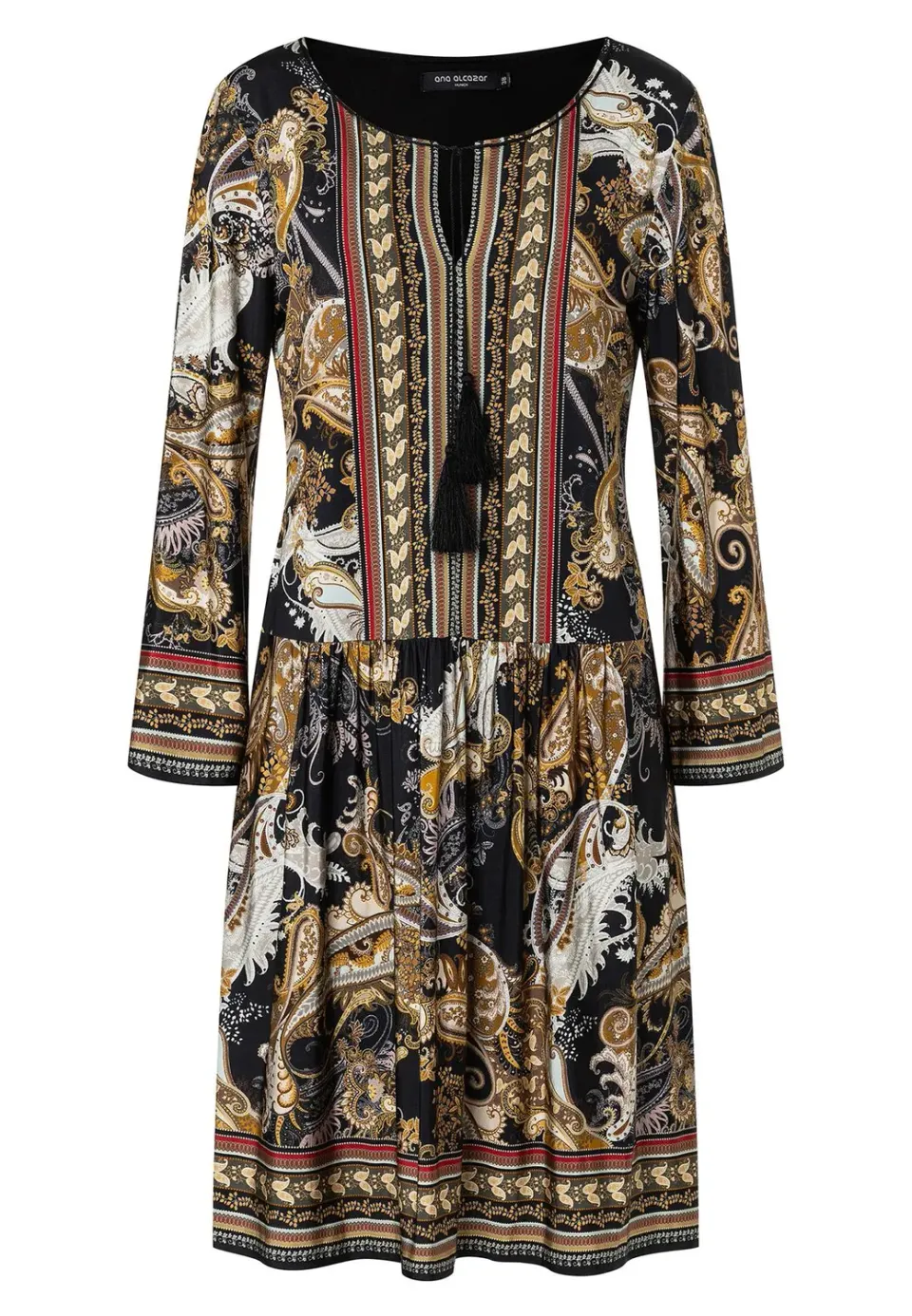 Ana Alcazar Hibena abito paisley con volant midi