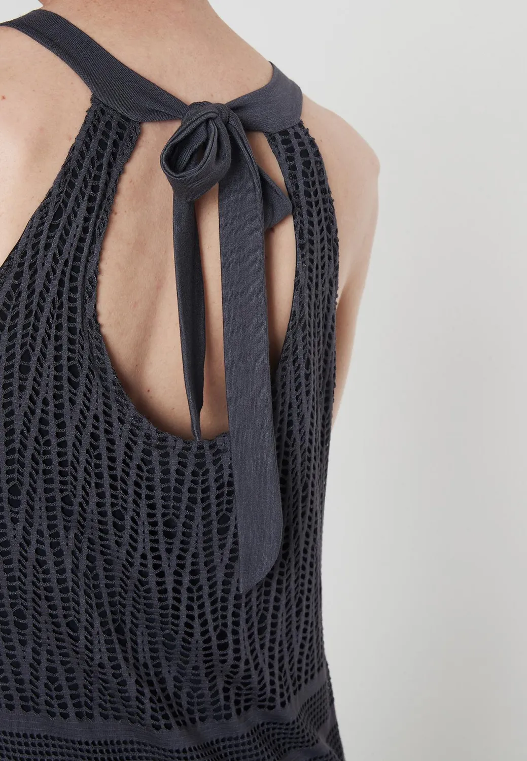 Ana Alcazar Pisa abito maxi antracite pizzo