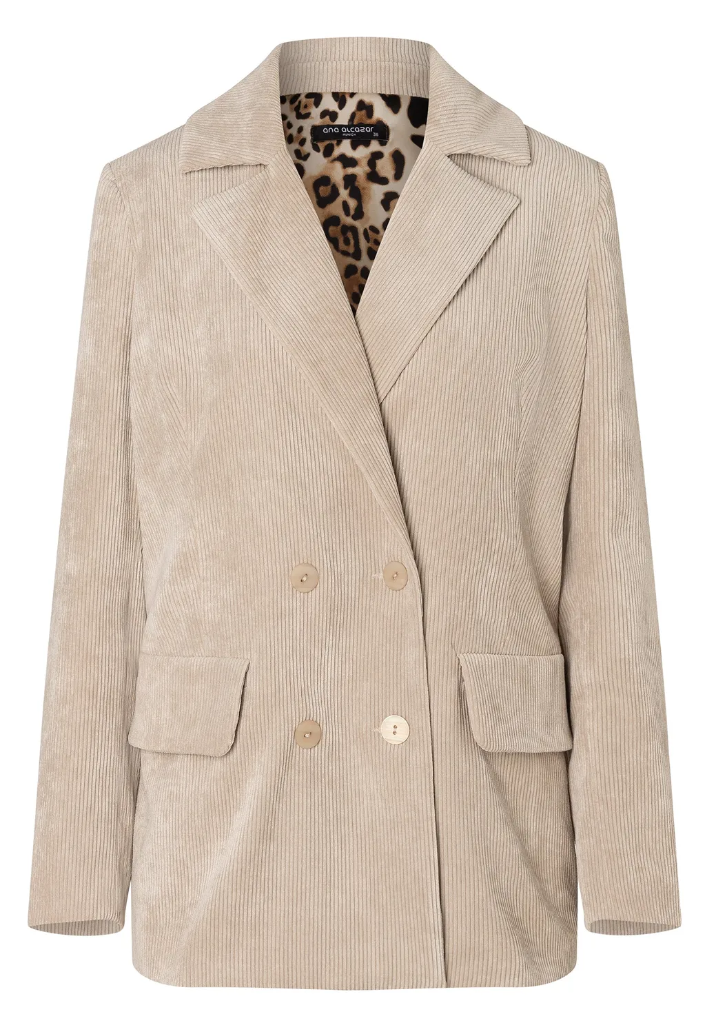 Ana Alcazar Enlivo blazer velluto beige doppiopetto