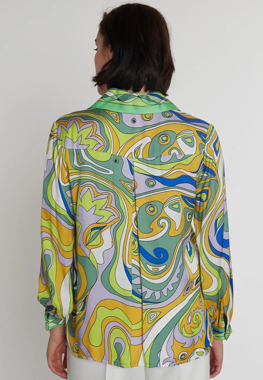 Ana Alcazar Pebely camicia satin fantasia verde
