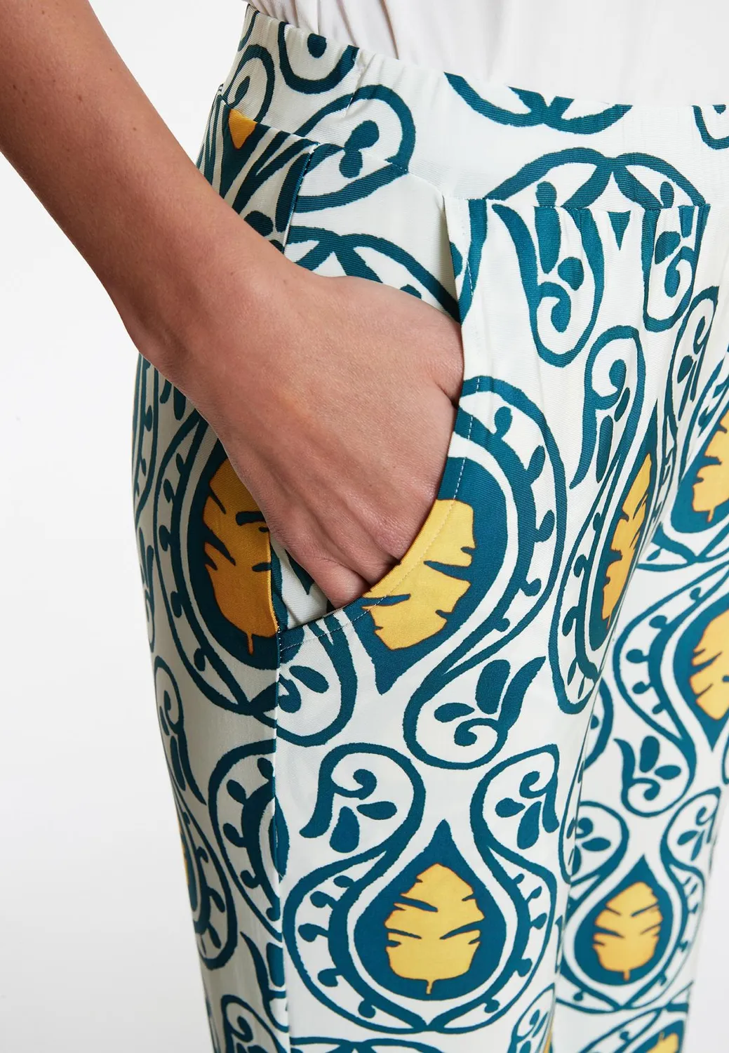 Ana Alcazar Winara pantaloni stampa palme jersey