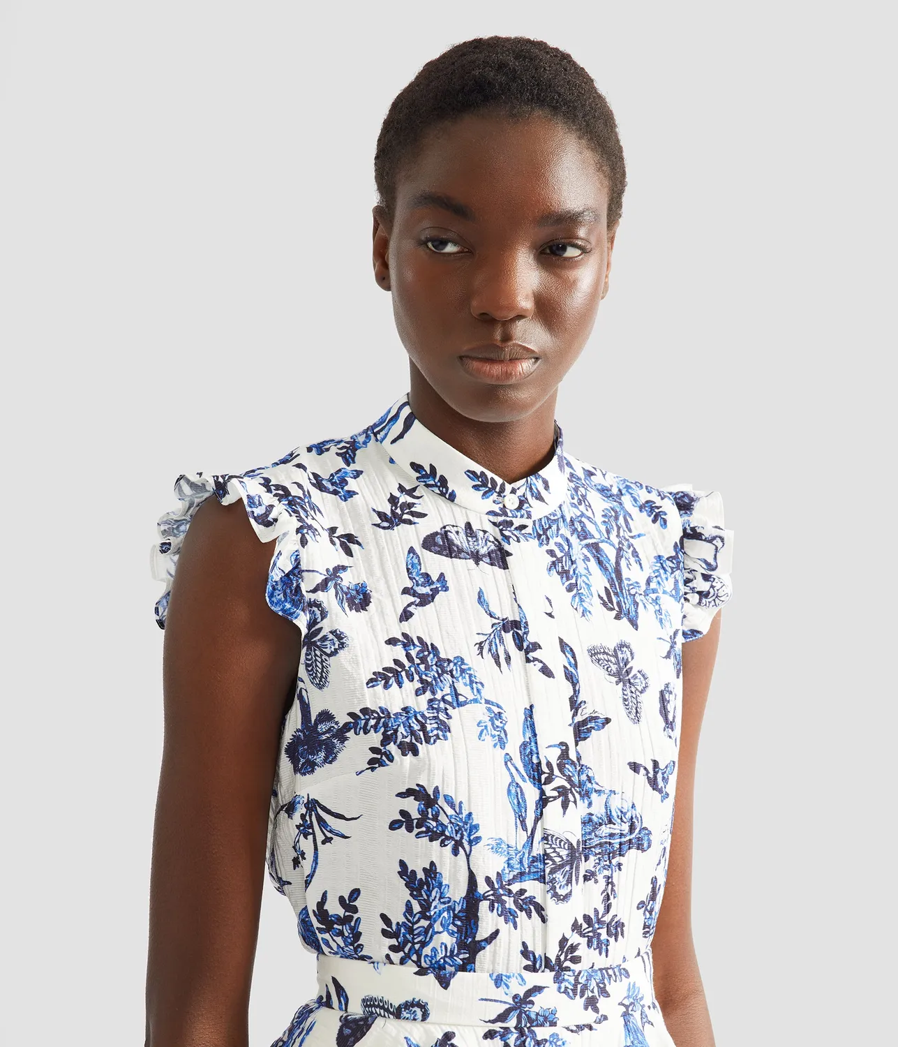 Erdem Jacquard camicia smanicata fantasia beige