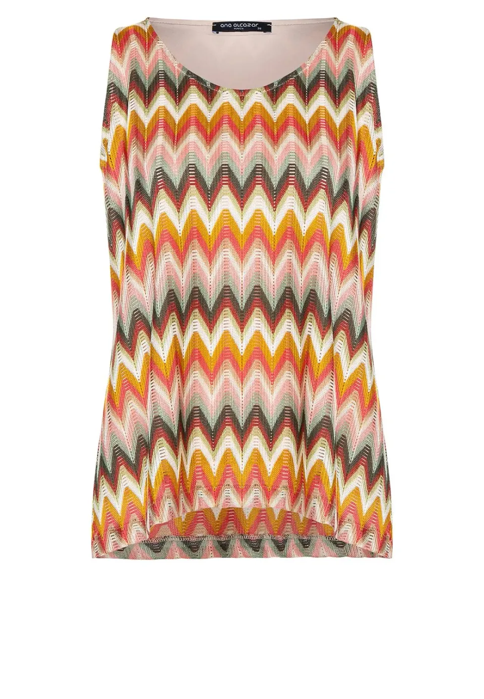 Ana Alcazar Polea top maglia terra motivo zigzag