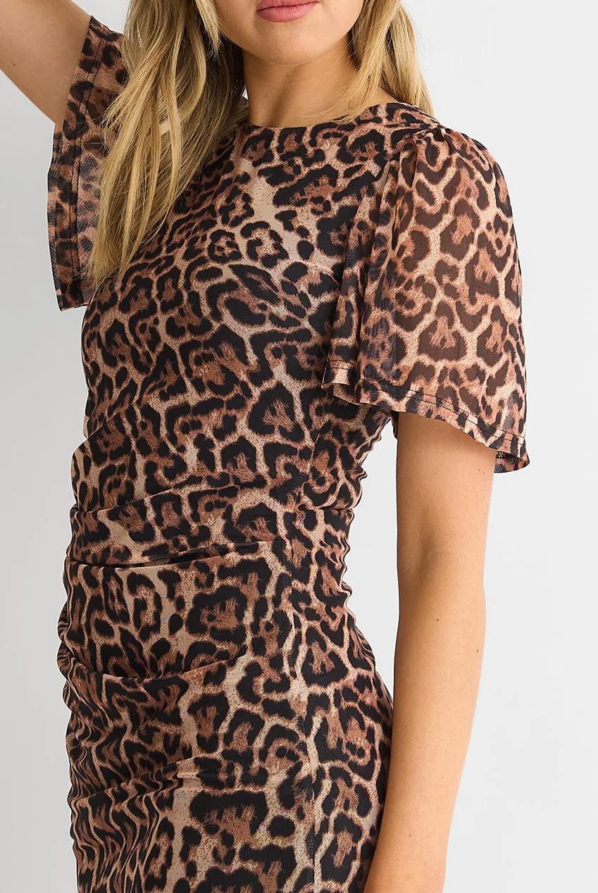 Gini London Animal abito mini marrone animalier