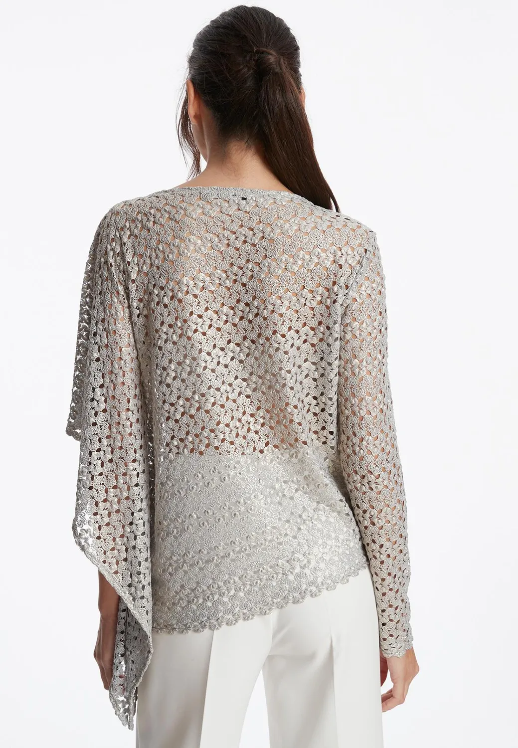 Ana Alcazar Zisala top asimmetrico maglia argento