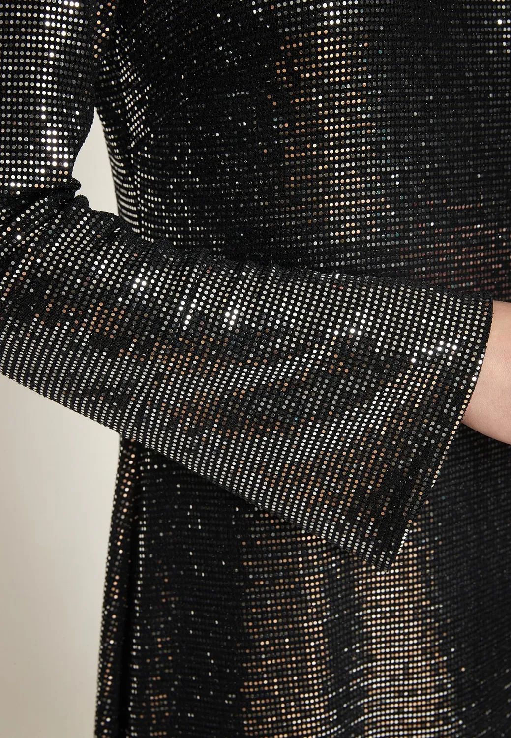 Ana Alcazar Ofrosa abito lungo argento paillettes maxi