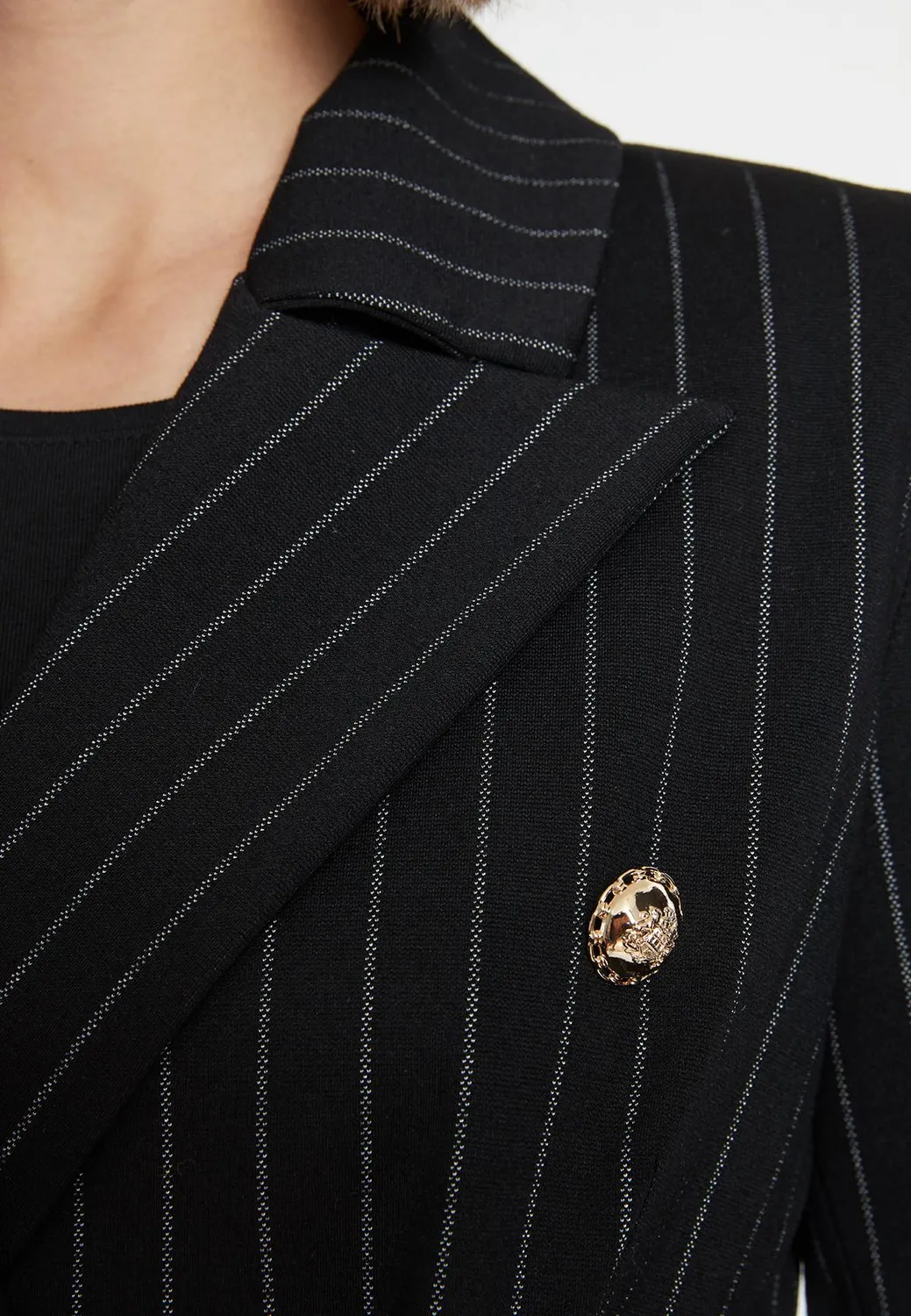 Ana Alcazar Somba blazer gessato sagomato nero