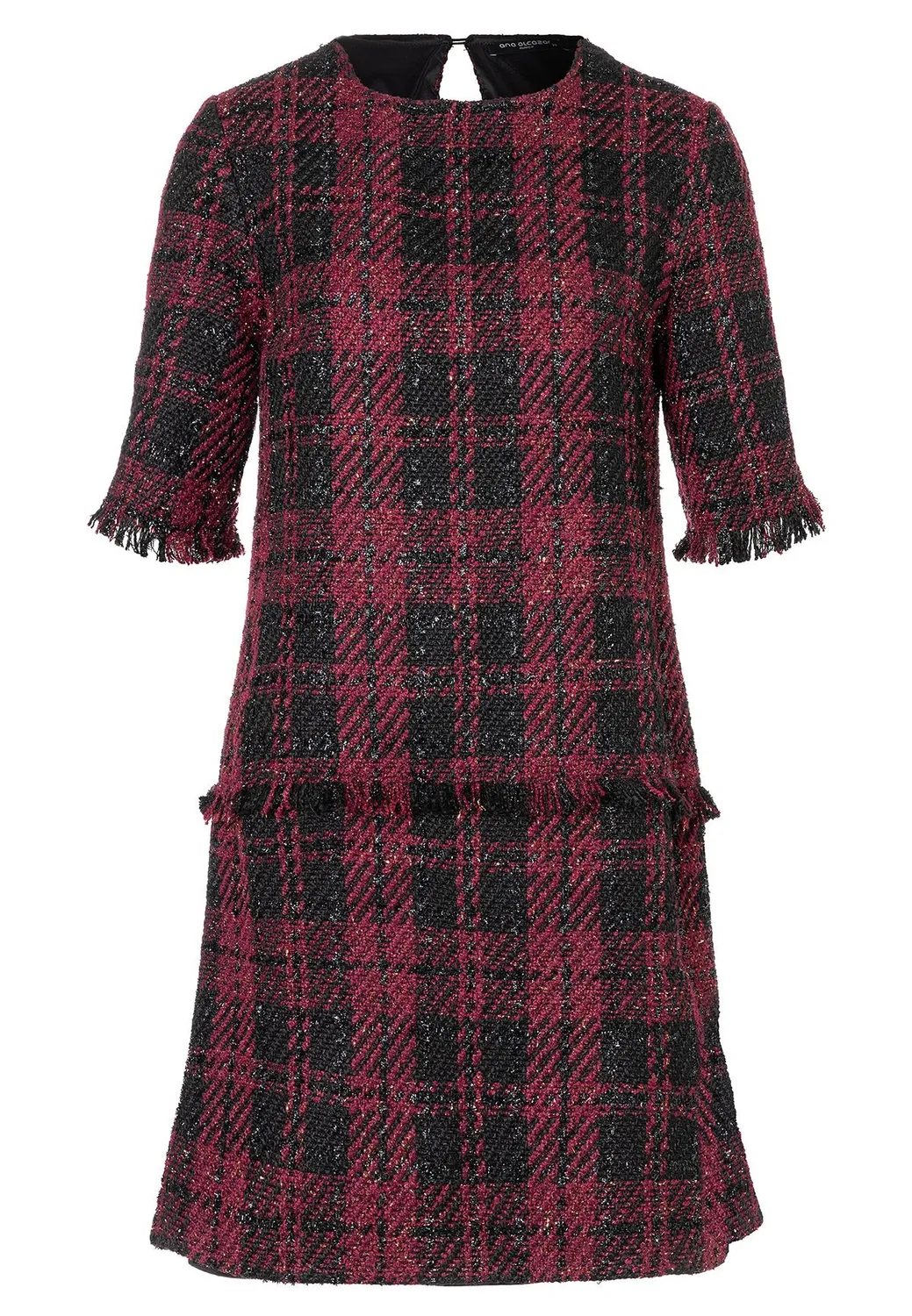 Ana Alcazar Abaty abito bouclé bordeaux quadri