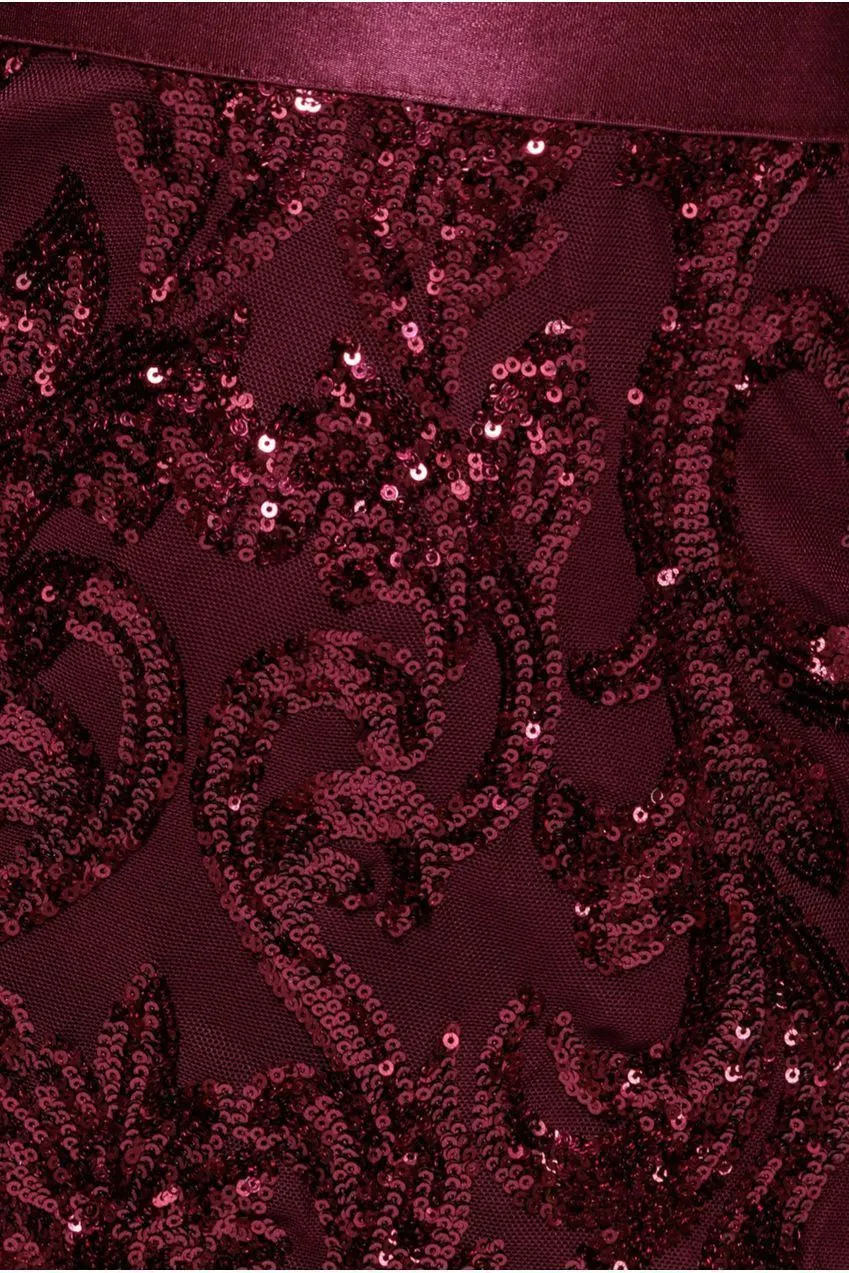 Goddiva Sequin Mesh Abito Midi Bordeaux