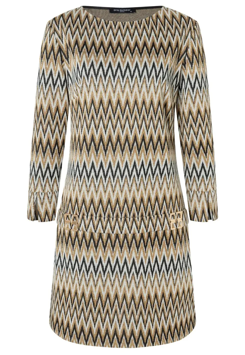 Ana Alcazar Penalle abito tunica nero oro beige lurex
