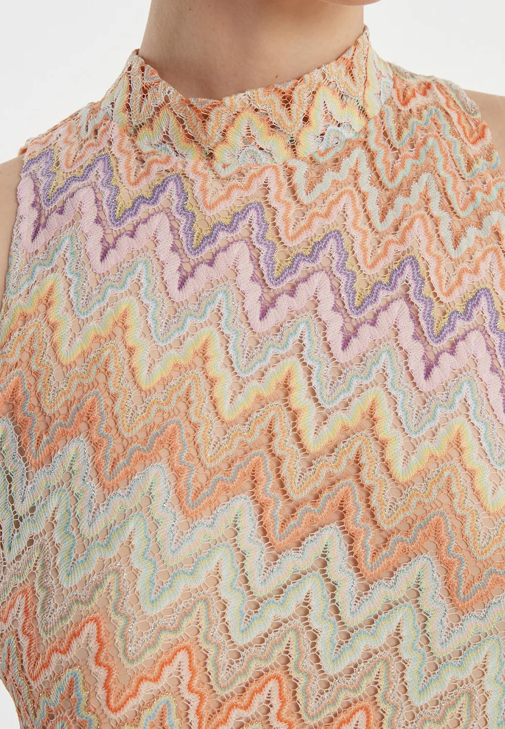 Ana Alcazar Zajana abito midi smanicato maglia zigzag