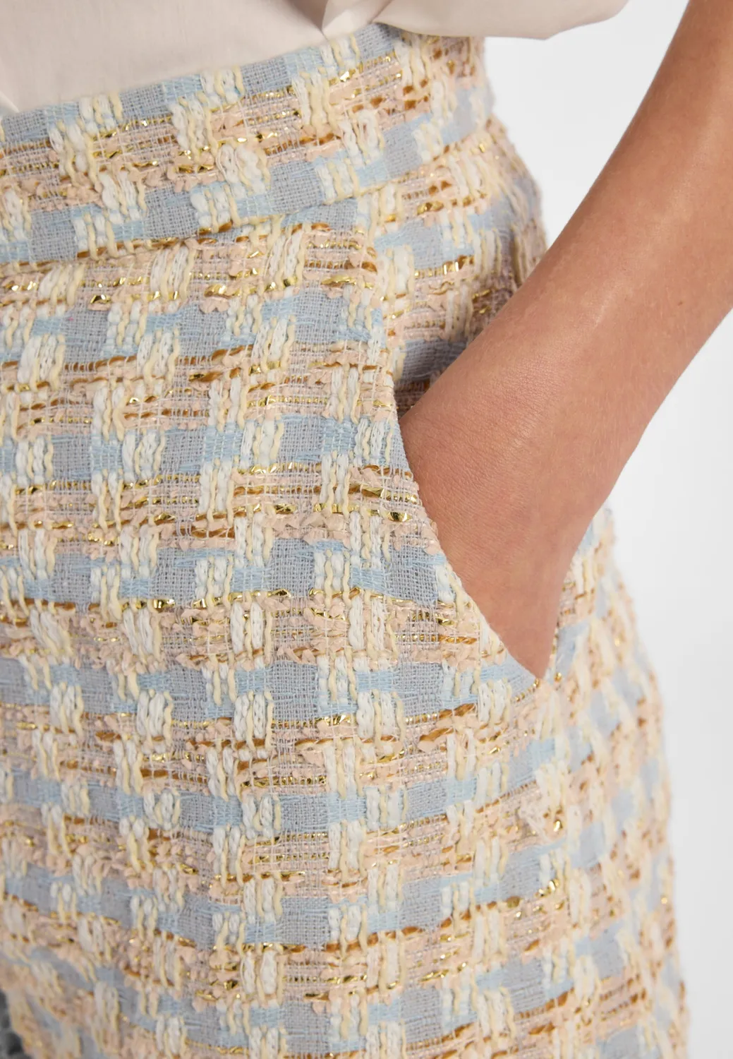 Ana Alcazar Ditah Shorts Bouclé Azzurro